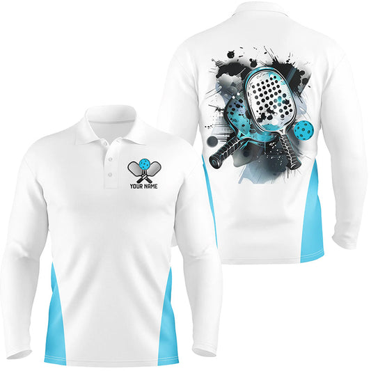 Maxcorners Custom Watercolor Pickleball Polo Shirts, Men'S Pickleball Outfits Pickleball Gifts | Blue
