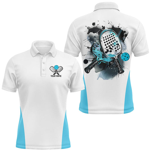 Maxcorners Custom Watercolor Pickleball Polo Shirts, Men'S Pickleball Outfits Pickleball Gifts | Blue