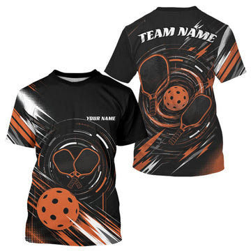 Maxcorners Custom Back And Orange Pickleball Team Men T-Shirts, Pickleballer Jersey LM0609