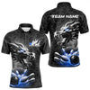 Maxcorners Custom Black And Blue Dragon Bowling Men Polo Shirts, Bowling Pattern Dragon Bowler Outfit LM193