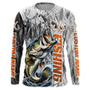 Maxcorners Largemouth Bass Fishing Custom Long Sleeve Tournament Fishing Shirts, Gray Camo Bass Fishing Jerseys LM0201