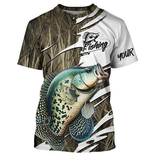 Maxcorners Crappie Fishing Custom Camo Long Sleeve Fishing Shirts, Crappie Fishing Tournament Apparel MT2108