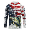 Maxcorners Custom Crappie Fishing American Flag Long Sleeve Fishing Shirts, Patriotic Crappie Fishing Shirts LM0501