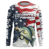 Maxcorners Custom Crappie Fishing American Flag Long Sleeve Fishing Shirts, Patriotic Crappie Fishing Shirts LM0501
