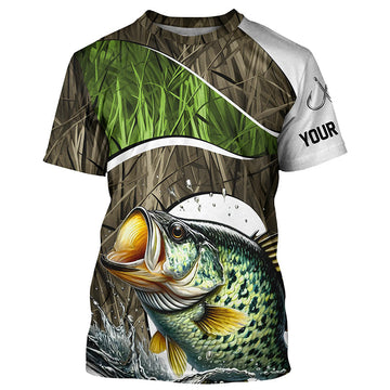 Maxcorners Personalized Crappie Fishing Camo Long Sleeve Fishing Shirts, Crappie Fishing Jerseys MT2108
