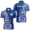 Maxcorners Custom Blue Pickleball Star Polo Shirts For Men, Outdoor Pickleball Team Uniform