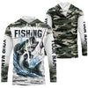 Maxcorners Bass Fishing Camo Custom Long Sleeve Fishing Shirts, Personalized Bass Fishing Jerseys LM0201
