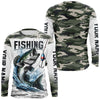 Maxcorners Bass Fishing Camo Custom Long Sleeve Fishing Shirts, Personalized Bass Fishing Jerseys LM0201