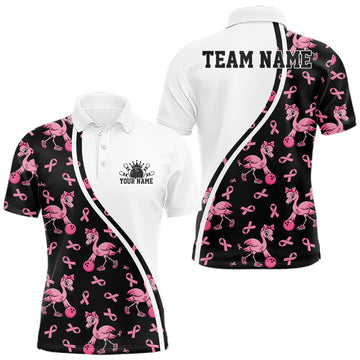 Maxcorners Custom Pink Ribbon Breast Cancer Awareness Bowling Men Polo Shirt Variant 2
