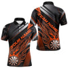 Maxcorners Custom Black And Orange Flame Dartboard Dart Team Polo Shirts For Men, Fire Dart Jerseys