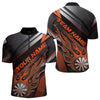 Maxcorners Custom Black And Orange Flame Dartboard Dart Team Polo Shirts For Men, Fire Dart Jerseys