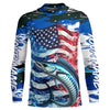 Maxcorners Wahoo Fishing Custom Long Sleeve Performance Shirts, American Flag Patriotic Wahoo Fishing Shirt LM0201