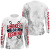 Maxcorners Hooked On Fishing North Carolina Flag Custom Long Sleeve Fishing Shirts For Men And Women MT2108
