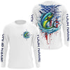 Maxcorners American Flag Mahi Mahi Fishing Custom Long Sleeve Fishing Shirts, Patriotic Saltwater Fishing Shirt LM0501