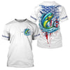 Maxcorners American Flag Mahi Mahi Fishing Custom Long Sleeve Fishing Shirts, Patriotic Saltwater Fishing Shirt LM0501