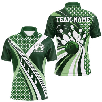 Maxcorners Custom Green Classic Retro Matching Bowling Team League Shirt, Bowling Men Polo Shirt LM0410