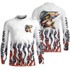 Maxcorners Personalized American Flag Walleye Long Sleeve Fishing Shirts, Patriotic Walleye Fishing Gifts LM0501