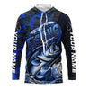 Maxcorners Custom Bass Long Sleeve Fishing Shirts, Personalized Bass Fishing Jersey | Blue Camo LM0201