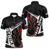 Maxcorners Custom Black And Red Flame Strike Bowling Polo Shirts For Men And Women Strike Bowling Jerseys