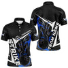 Maxcorners Custom Black And Blue Flame Strike Bowling Polo Shirts For Men And Women Strike Bowling Jerseys