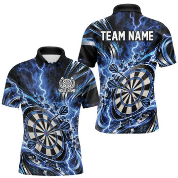 Maxcorners Custom Blue Thunder Lightning Dart Team Jersey For Men, Dart Tournament Polo Shirt LM1910