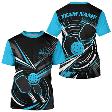Maxcorners Custom Black And Blue Pickleball Ball And Paddles Pickleball Men T-Shirts LM0609