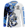Maxcorners Personalized Largemouth Bass Fishing Blue Camo Long Sleeve Fishing Shirts For Men LM0201