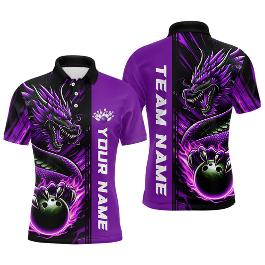 Max Corner Bowling and Pins Strike Bowling Water Dragon Hug Multicolored Bowling jerseys Custom Name And Team 3D Polo Shirt