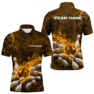 Maxcorners Custom Multi-Color Camo Thunder Lightning Flame Bowling Team Shirts For Men, Women And Kid