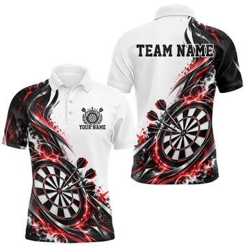 Maxcorners Custom Red Smoke Dart Polo Shirt For Men, Dart Team Jersey Dart League Shirt