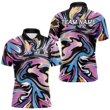 Maxcorners Custom Colorful Bowling Tournament Men Polo Shirt, Bowling League Shirt Team Jerseys Shirt LM1005