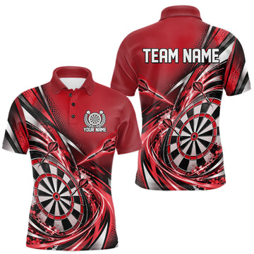 Maxcorners Custom Red Dart Polo Shirt For Men, Dart Tournament Shirt Dart Team Jersey