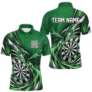 Maxcorners Custom Green Dart Polo Shirt For Men, Dart Tournament Shirt Dart Team Jersey