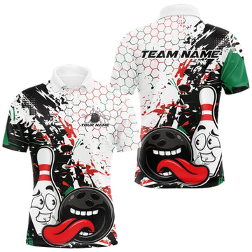 Maxcorners Custom Black, Red And Green Funny Bowling Men Polo Shirt, Bowling Jersey Bowler Gift LM2709