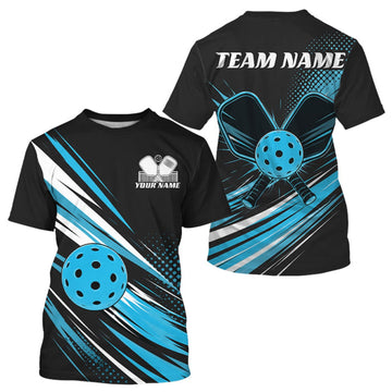 Maxcorners Custom Black And Blue Pickleball Men T-Shirts, Pickleball Tournament Team LM0609