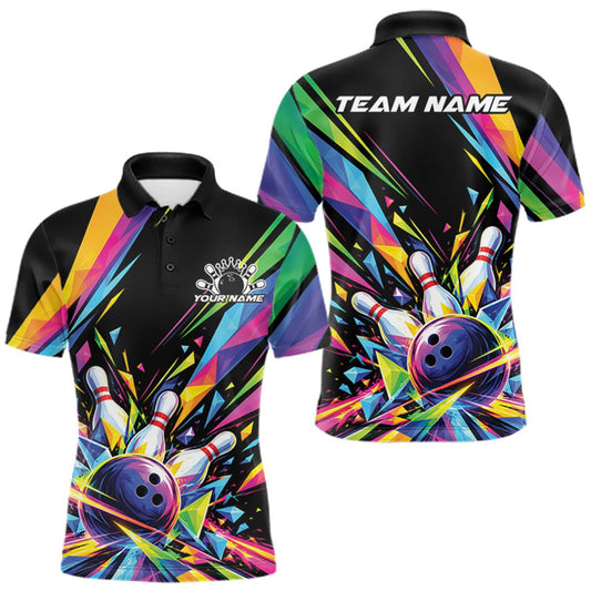 Maxcorners Custom Colorful Bowling Team Polo Shirt For Men, Bowling Tournament Jersey Bowler Gifts LM0410