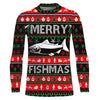 Maxcorners Merry Fishmas funny ugly Christmas salmon fishing shirt UV protection long sleeves UPF 30+ Christmas gift LM0201