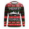 Maxcorners Merry Fishmas funny ugly Christmas salmon fishing shirt UV protection long sleeves UPF 30+ Christmas gift LM0201