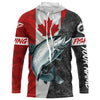 Maxcorners Custom Canadian Flag salmon Fishing Jerseys, salmon patriotic performance Fishing Shirts | Long sleeve LM0201