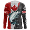Maxcorners Custom Canadian Flag salmon Fishing Jerseys, salmon patriotic performance Fishing Shirts | Long sleeve LM0201