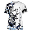 Maxcorners Deer hunting tattoos blue camo custom name all over print hunting Shirts - Hunting gifts for him LM2608