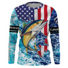 Maxcorners Tuna fishing American flag blue sea camo Custom sun protection long sleeve fishing shirts for men LM2408