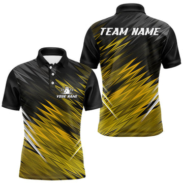 Maxcorners Yellow and Black Bowling Shirts For Men Custom Name and Team name Bowling Jerseys Bowlers Outfit LM2603