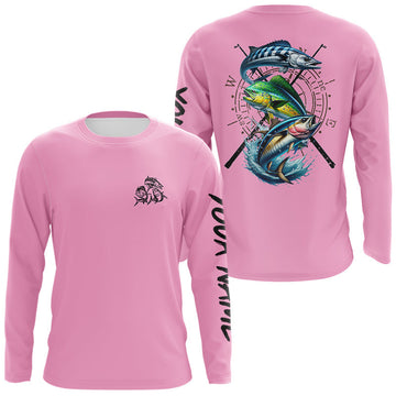 Maxcorners Personalized offshore Fishing jerseys, Mahi mahi, Wahoo, Tuna tournament fishing shirts | Light Pink LM1112