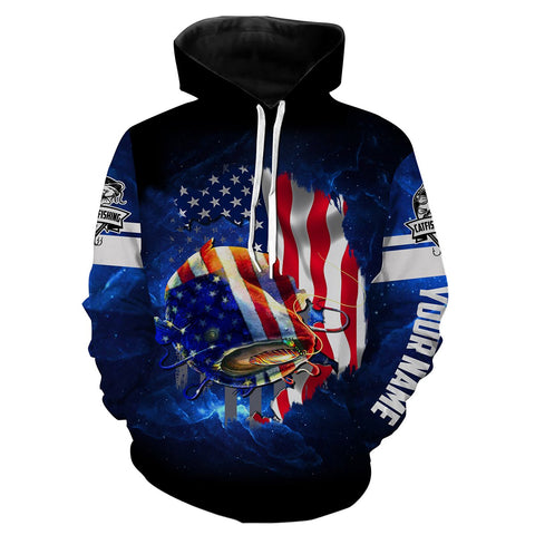 Maxcorners Customize Name All Over Print 3D Shirts Catfish Fishing 3D American Flag