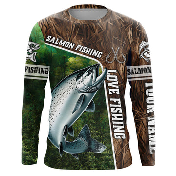 Maxcorners Personalized Chinook Salmon Fishing Shirts, Love Fishing Camo fish on 3D All Over Printed Shirts
 LM0201
