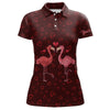 Maxcorners Funny Flamingo Red Heart Pattern Matching Golf Shirt For Couple Custom His And Her Valentine Golf Tops For Men And Women