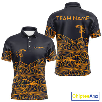 Maxcorners Black and Orange Disc Golf basket Disc golf polo shirts For men Custom team disc golf outfit MT0510