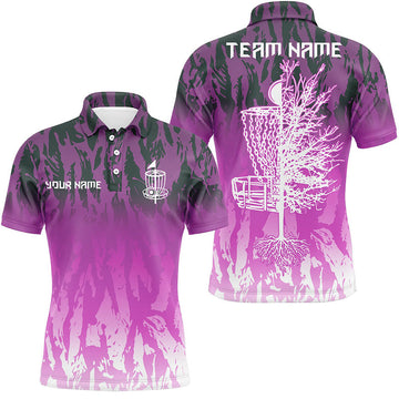 Maxcorners Disc golf basket pink camo Men disc golf polo shirts custom disc golf jerseys team shirts for men MT0510