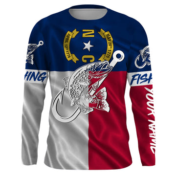 Maxcorners Trout fishing NC North Carolina flag patriotic Custom name fishing jerseys | Long sleeve, Long Sleeve Hooded  LM0201